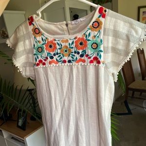 Roolee Wilma Embroidered white stripe embroidery sundress. Size small.